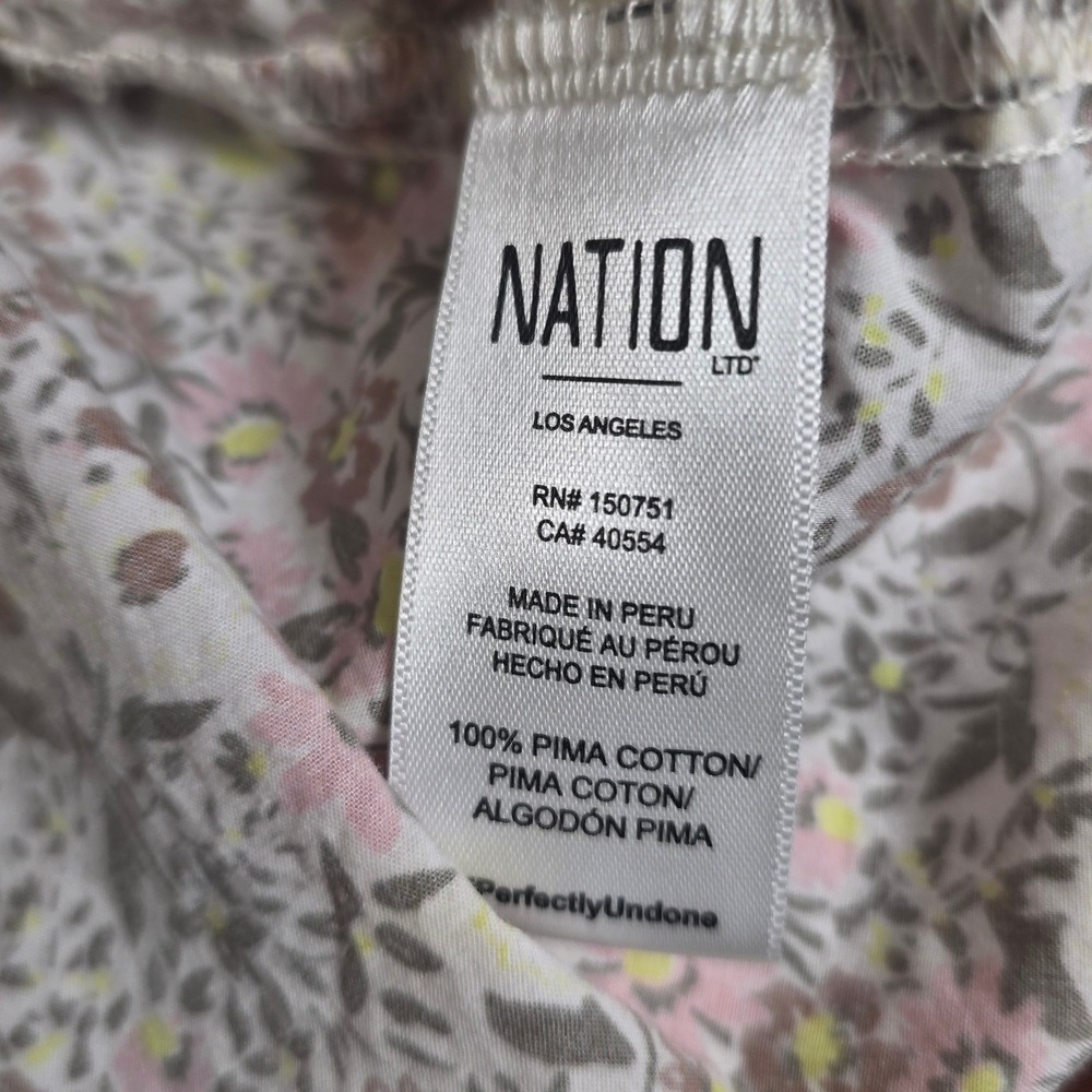 Nation LTD Floral Puff Sleeve Blouse Women Medium Pink Yellow 2220CPDA - Picture 5 of 12
